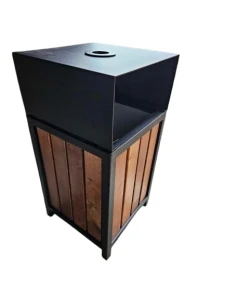 Kosz na śmieci kwadrat z daszkiem i popielnicą