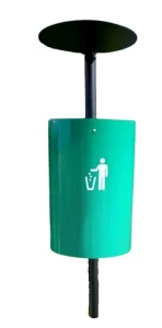 Kosz metalowy ZIELONY z daszkiem